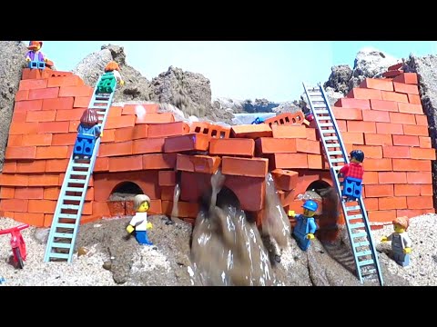 LEGO DAM BREACH - LEGO MINIFIGS MINI BRICKS BRIDGE COLLAPSE