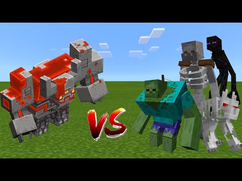 Redstone Golem VS Mutants creatures - Minecraft