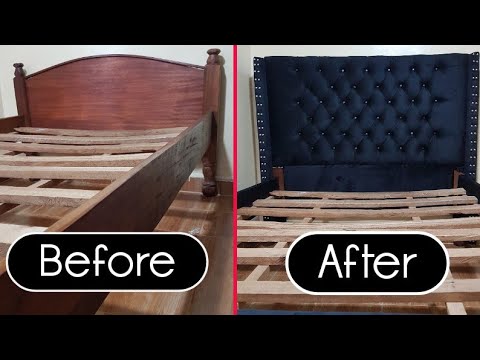 DIY How To Make A Tufted Headboard For Your Old Bed // Bed Transformation DIY