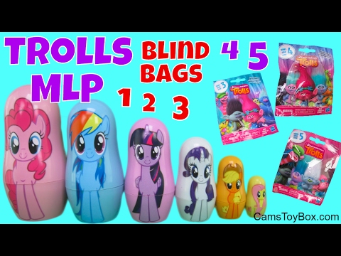 MLP Nesting Dolls Dreamworks Trolls Blind Bags Series 5 4 3 2 1 Opening Surprises Kids Fun Toys Video