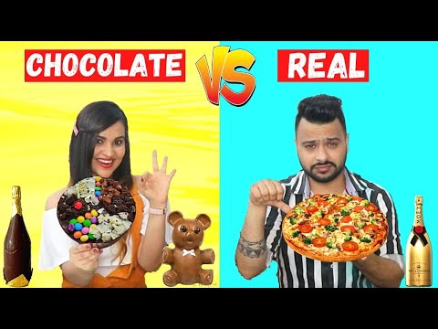 Real vs Chocolate FOOD Challenge