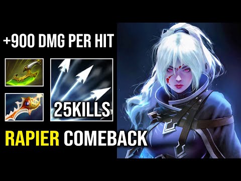CRAZY Rapier 1v5 Comeback Late Game Drow Ranger +900 Damage Per Attack Dota 2