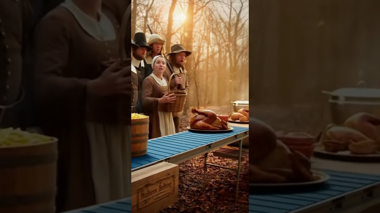 First Thanksgiving Conveyor Incident (Pilgrims Discover Modern Belting in the Woods)