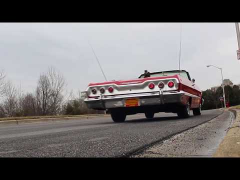Take a Test Drive in our '63 Impala SS409 425HP Dual Quad Convertible with driving sounds