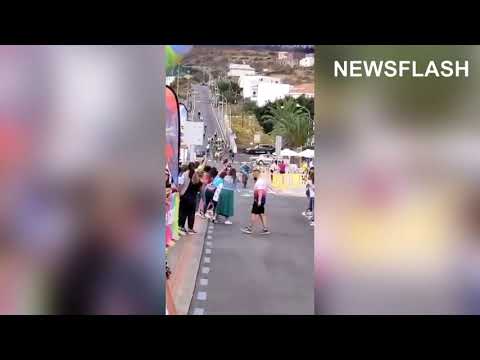 Woman Walks Out Onto Cycle Track, Knocking Over Sprinting Frontrunner And Herself