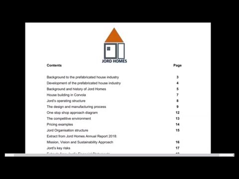 CIMA MCS May 2019 - Jord Homes - Pre-seen Analysis