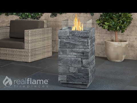 Real Flame - Gray Ledgestone Propane Fire Column