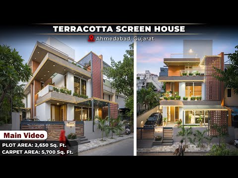 5,700 sq.ft Carpet Area | The 4BHK Terracotta Screen House | Ahmedabad | Ar. Prashant Parmar