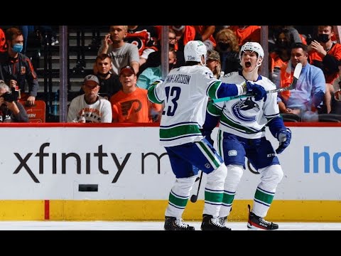 Vasily Podkolzin's First NHL Goal, 1-1 vs Flyers (Oct. 15, 2021) (ALL CALLS)