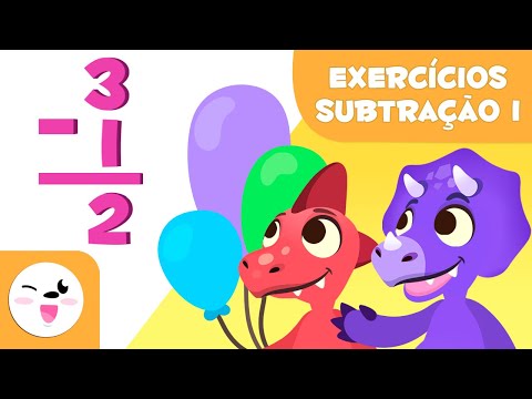 Exercícios de subtração - Aprender subtração com o Dino e com o Saury- Matemática para crianças