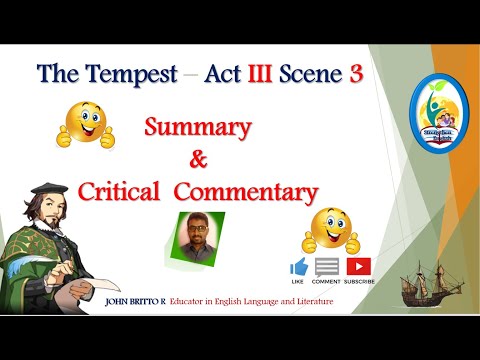The Tempest Act III Scene 3 - Summary & Critical Commentary - Grade 11&12 (ISC English)