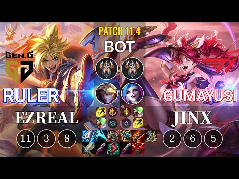 GEN Ruler Ezreal vs T1 Gumayusi Jinx Bot - KR Patch 11.4