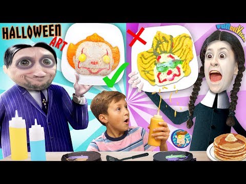 HALLOWEEN PANCAKE ART Challenge: Addams Family & Pennywise (FV Family Challenge)