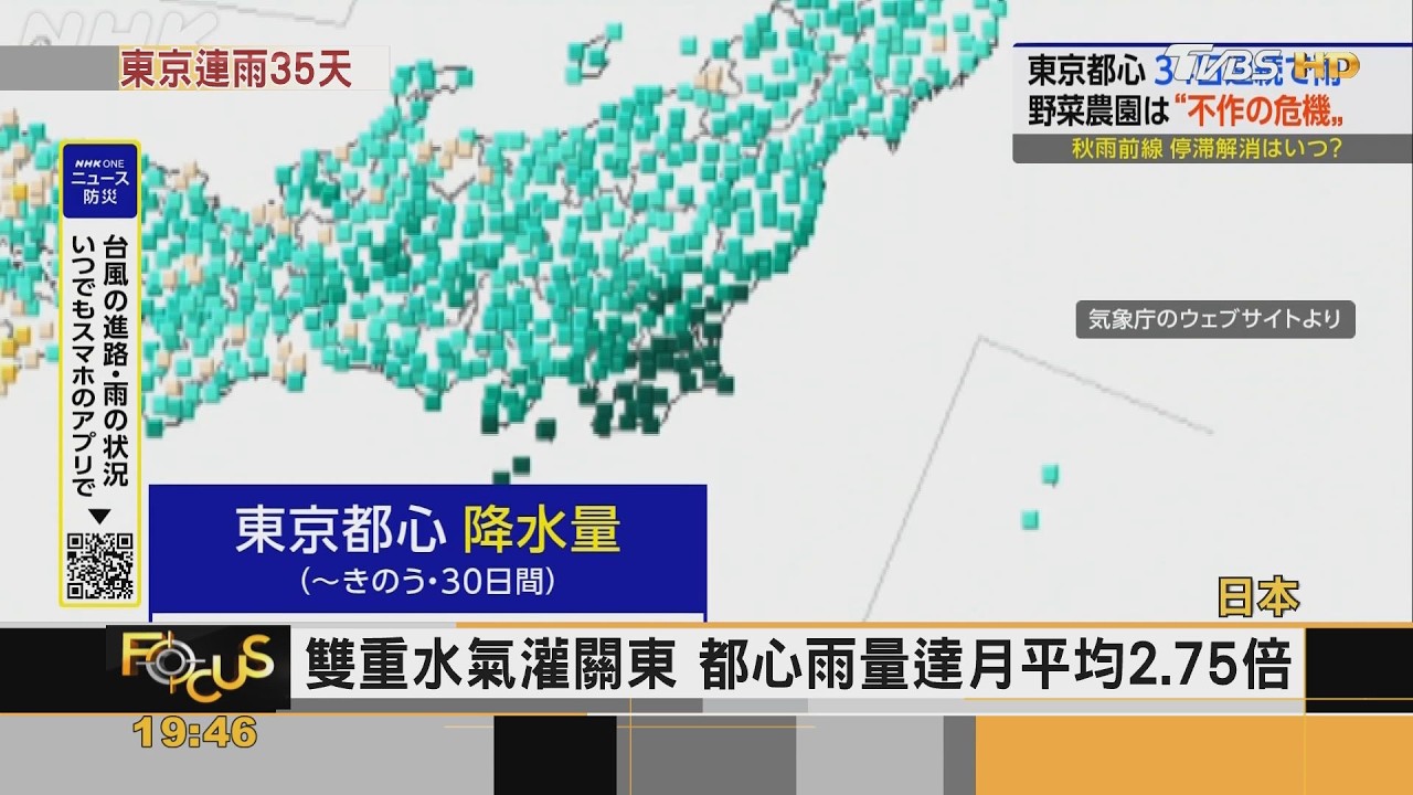 FOCUS全球新聞／打破140年氣象史! 東京都心連續35天有雨