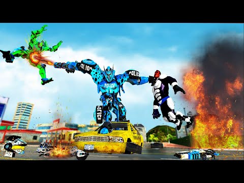 Flying Limo Police Helicopter Car Robot Games#21