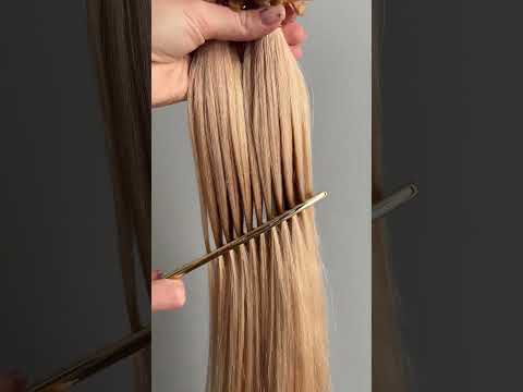 Волосся для гарячого нарощування на капсулах, 50 см, пряме, 200 пасм, золотистий блонд (24) video