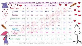 Measurement Chart for Girls (1- 10 year) drafting