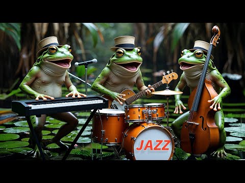 4K Frog Jazz Band: Dixieland Delight in a Lush Swamp! Relaxing Music for Study & Work #relaxingmusic