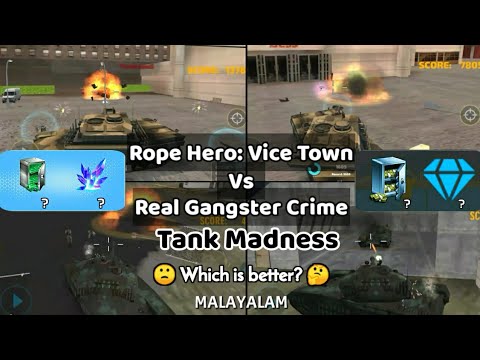 Tank Madness Mission | Real Gangster Crime Vs Rope Hero Vice Town | Malayalam | Naxeex Games