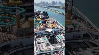 MSC World America Cruise liner Pool top rear deck drone view docked Port of Miami July19 2025 #dji