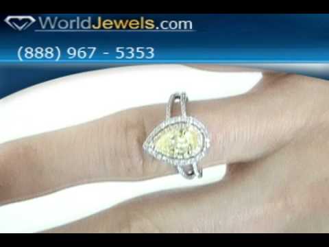 1.49 Carat Diamond Fancy Yellow Pear Shape Engagement Ring A-029