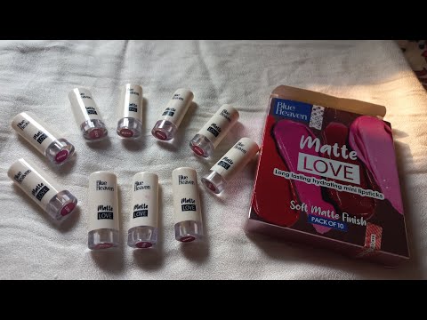 Blue Heaven matte love mini lipstick set || Pack of 10 amazing colors || Hand swatches ||