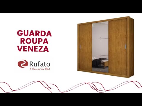 Video thumbnail of Guarda Roupa Casal Veneza Luxo com 3 Portas MDF Rufato
