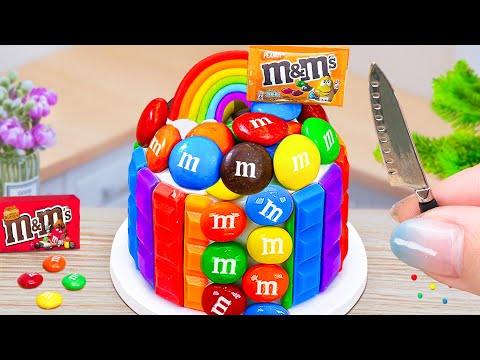 Rainbow KitKat Cake With M&M Candy 🌈 Sweet Miniature Rainbow Cake Decorating Ideas 🍭 Petite Baker ❤️