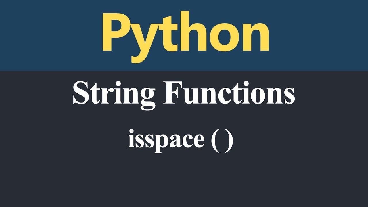isspace String Function in Python (Hindi)