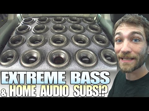 Loud CAR BASS using HOME AUDIO Subwoofers!?! and 20 SUNDOWN 8 inch SUBS in a HUGE Ported Box Install