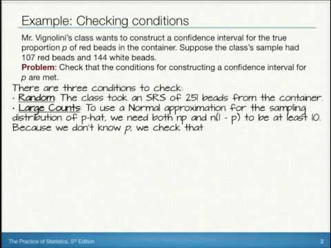 6.2 Checking Conditions for a proportions confidence interval