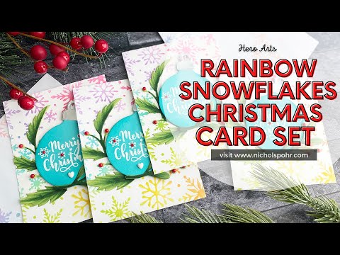 Rainbow Snowflakes Christmas Card Set (Hero Arts)