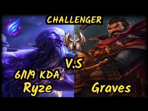 Tinowns (RYZE) vs GRAVES - 6/1/9 KDA MID CHALLENGER GAMEPLAY - BR