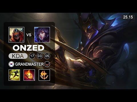 OnZed Zed vs Ahri MId - KR Grandmaster - Patch 25.15 Season 15