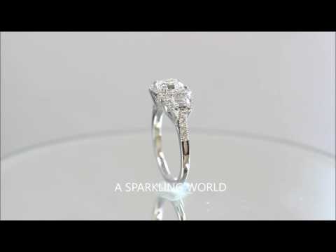 EGL USA H-VS2 18k white gold asscher cut diamond engagement ring Halo 2.50ctw - KNR INC - 1028N