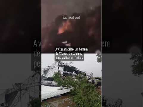 Temporal com ventos de 95 km/h derruba estrutura de festa em Regente Feijó e causa morte; veja vídeo