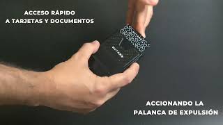 Video de Tarjetero Wutarg Color Blu, Carbon Series K11 Slim Antirrobo Rfid Aluminio 12 Tarjetas y billetes, black, y black mas carbono