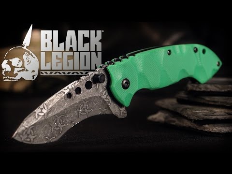 Black Legion Undead Atomic Biohazard Folding Pocket Knife Green