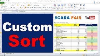 Cara Mengurutkan Data Pada Baris Kolom Tertentu ( Custom Sort )