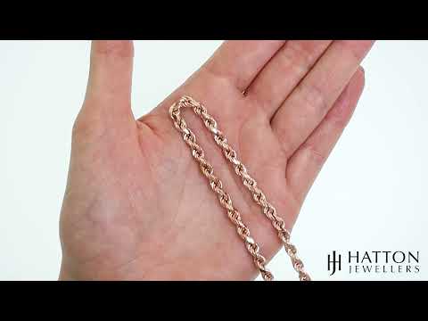 9ct Rose Gold Semi Solid Diamond Cut Rope Chain-4.5mm-34"