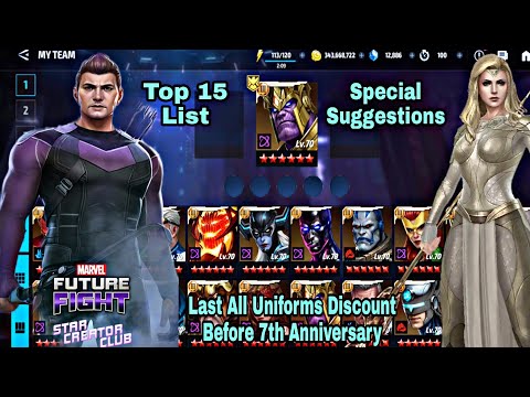 Last All Uniforms Discount Before 7th Anniversary | Top 15 List & Suggestions  - Marvel Future Fight