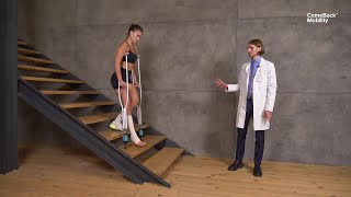 Treppenhinabgehen mit Krücken (Abwärts)