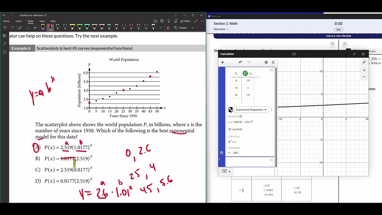 Using Desmos on Example 6 from Scatterplots