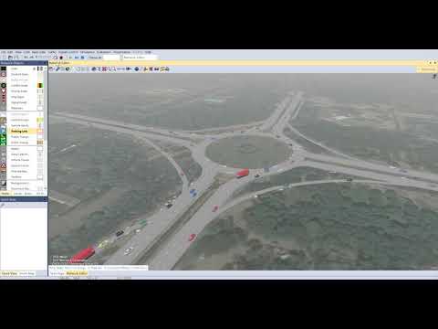 Tribune Roundabout Traffic Simulation with free movement (PTV Vissim 2021 SP 04 Demo)