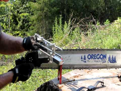 Granberg 106b jig, Filing a 28" chain in 3 minutes with a stump vise.