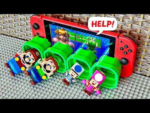 Lego Mario, Luigi, Toad and Toadette enter the Nintendo Switch to save Peach & Yoshi! #legomario