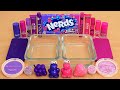 Grape Vs Strawberry Nerds Candy Slime Mixing Makeup Eyeshadow Into Slime ASMR