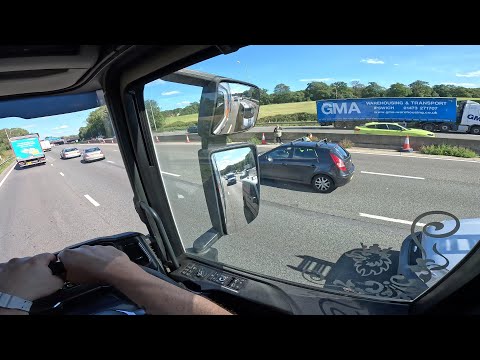 POV DRIVE SCANIA R450 M 25 POLICE BLOCKED TWO LANES TRUCKDRIVER UK #101 ASMR