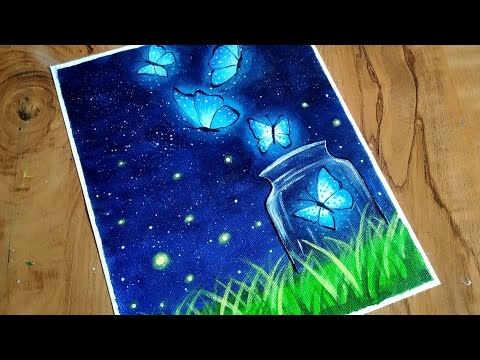 night scenary acrylic painting step by step tutorial by priya