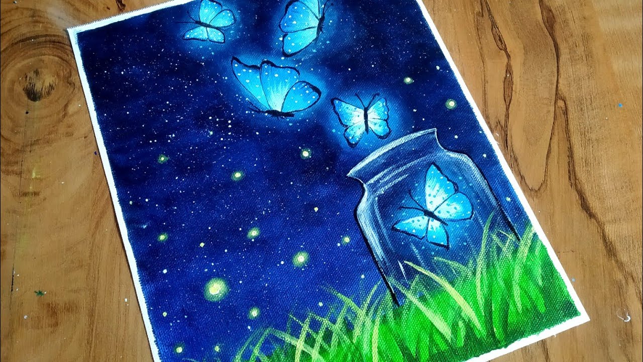 Painting glow butterflies in a jar tutorial